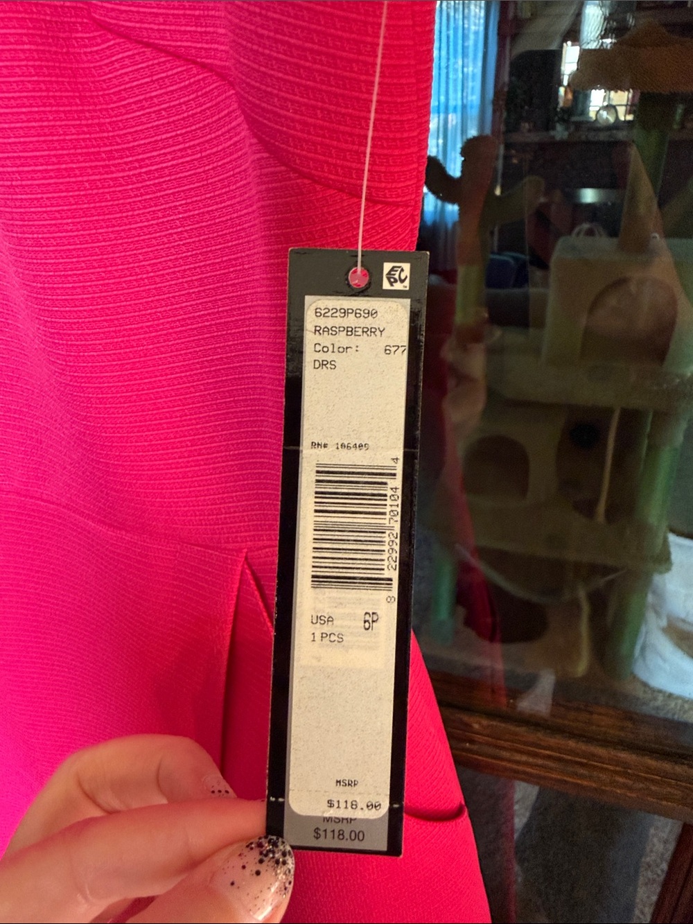 Tahari Arthur S Levine Raspberry Pink Textured Sheath Dress Petite 6P NWT Preppy - Picture 4 of 7